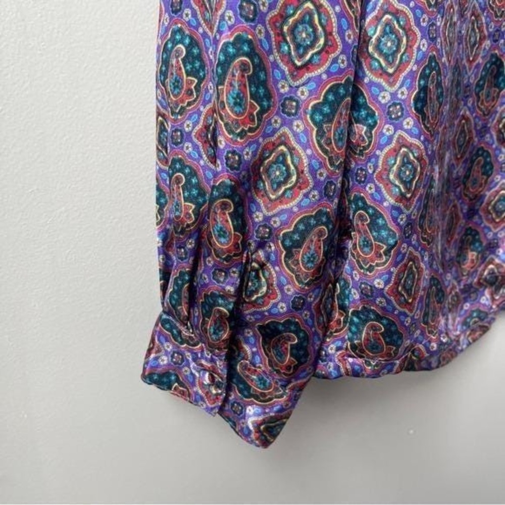 Vintage Blouse Women's Large Lavender Purple Paisley Mod Retro Office Secretary - Picture 11 of 12